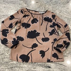 XS LOFT tan and black blouse